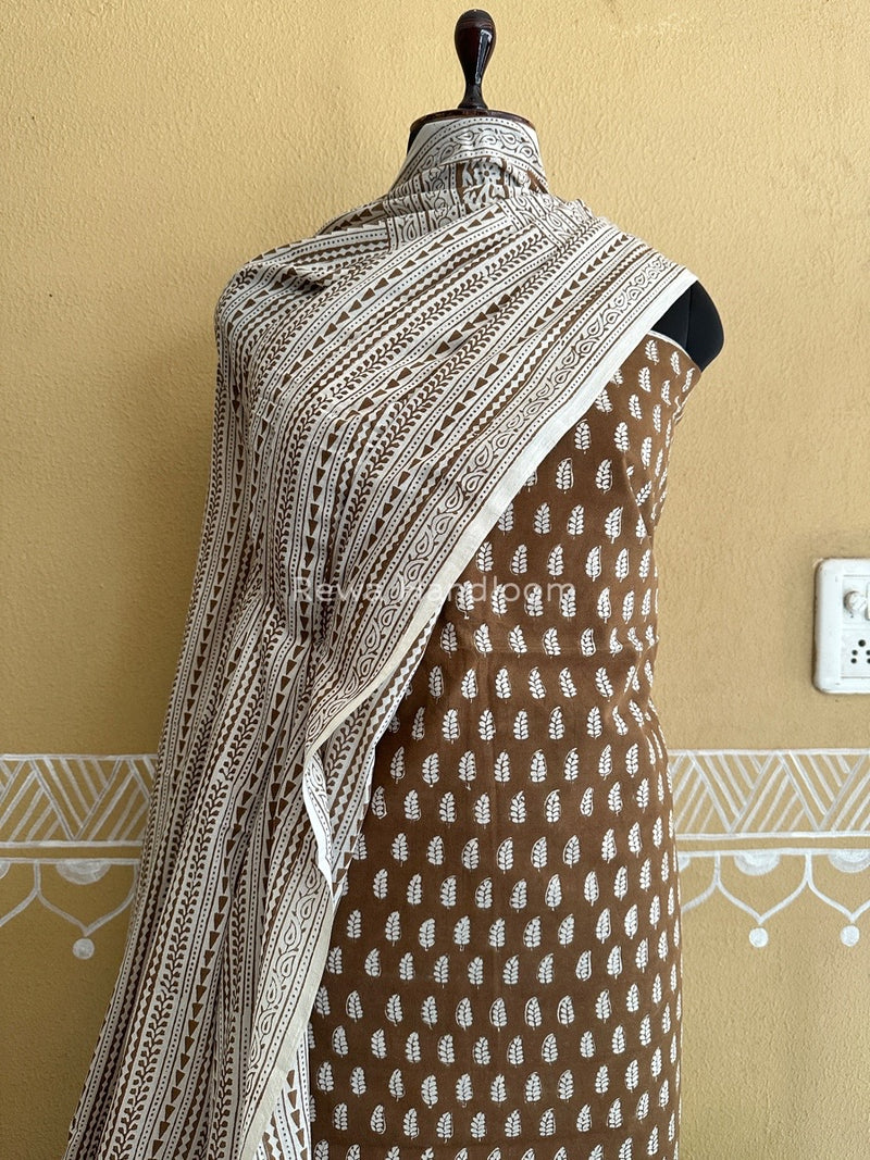 Brown Bagh Print Cotton Suit BCSP071