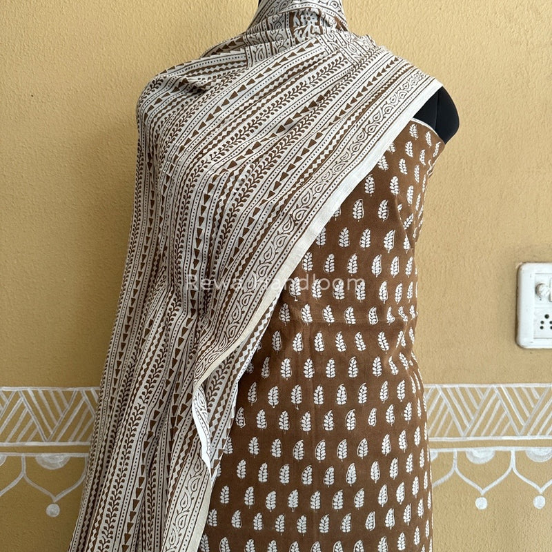 Brown Bagh Print Cotton Suit BCSP071
