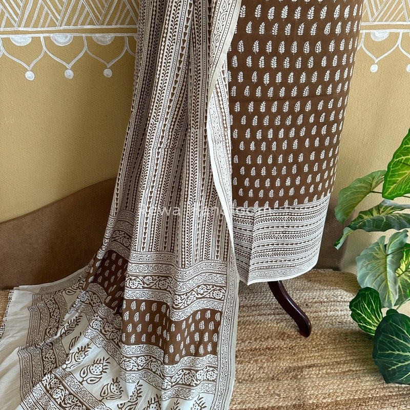 Brown Bagh Print Cotton Suit BCSP071