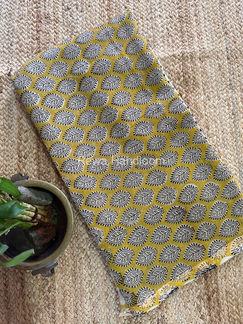 Yellow-White Chanderi Printed Suit CBS025