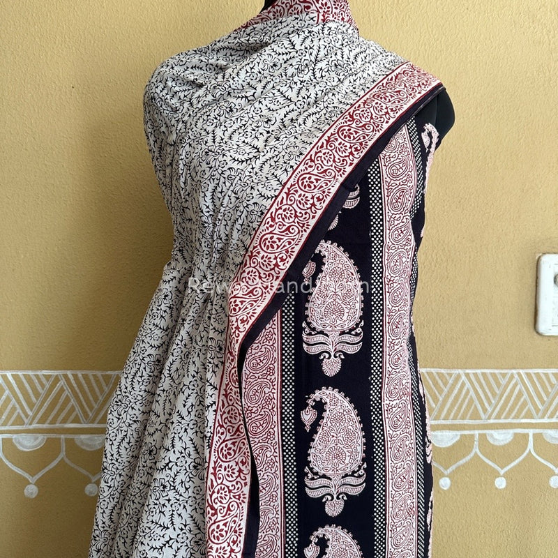 White Bagh Print Cotton Suit BCSP070