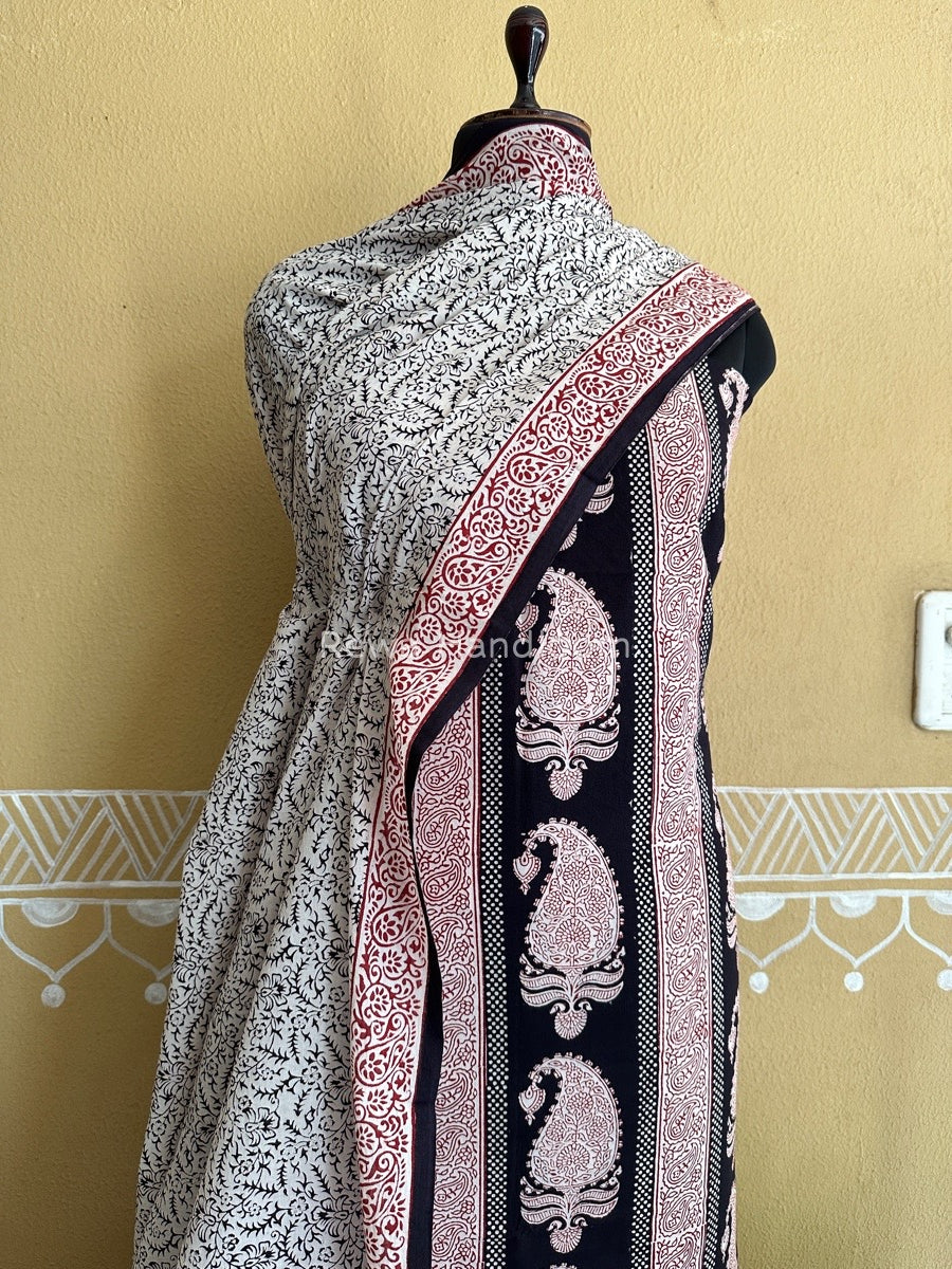 White Bagh Print Cotton Suit BCSP070