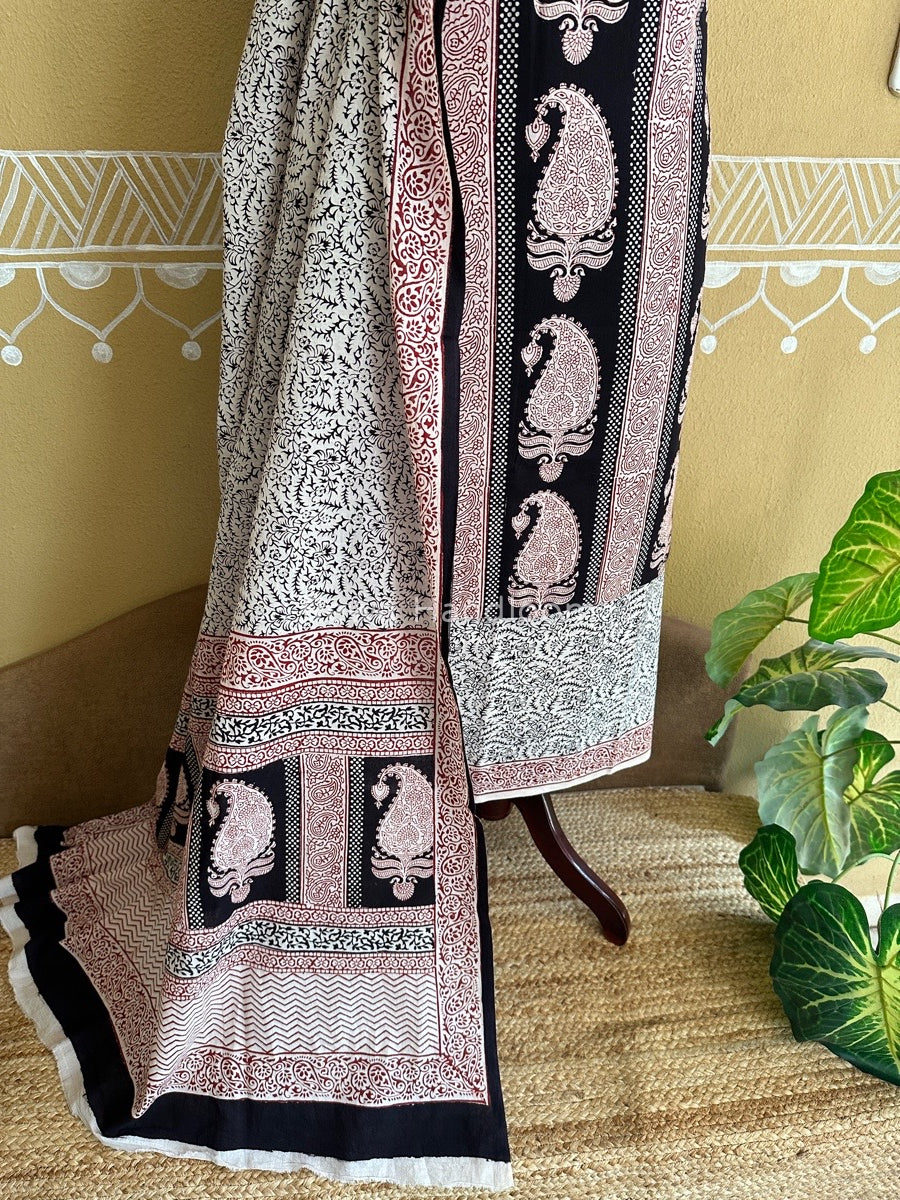 White Bagh Print Cotton Suit BCSP070