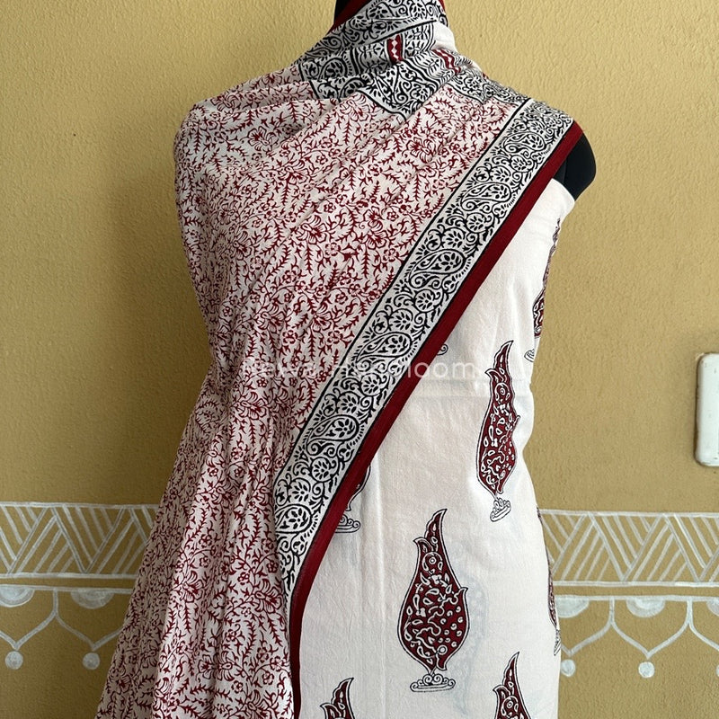 White Bagh Print Cotton Suit BCSP078