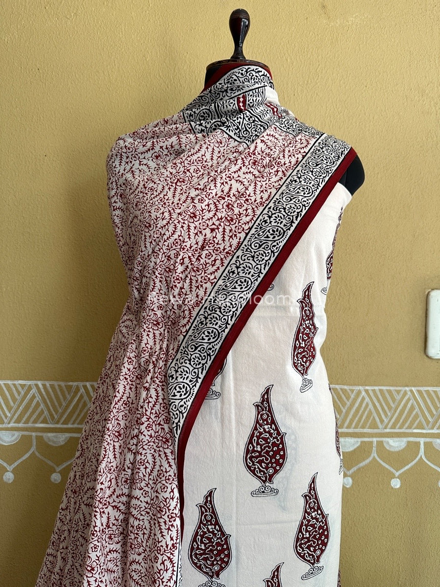 White Bagh Print Cotton Suit BCSP078