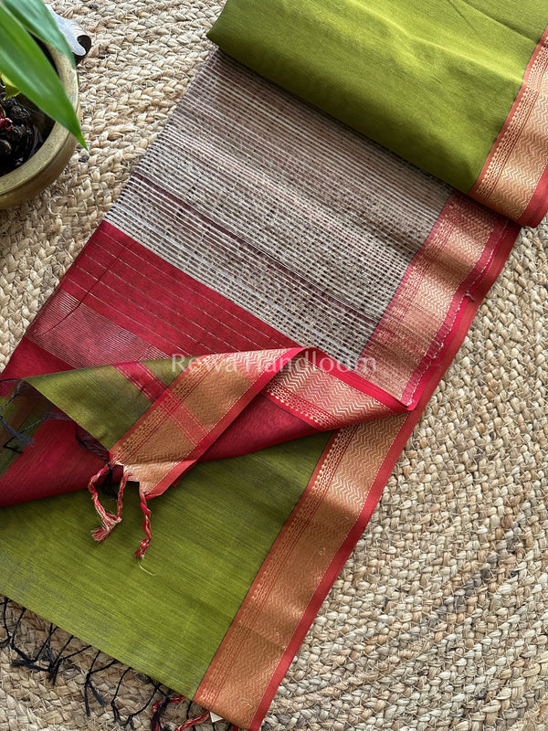 Maheshwari Green Gichha Kosa Pallu Saree