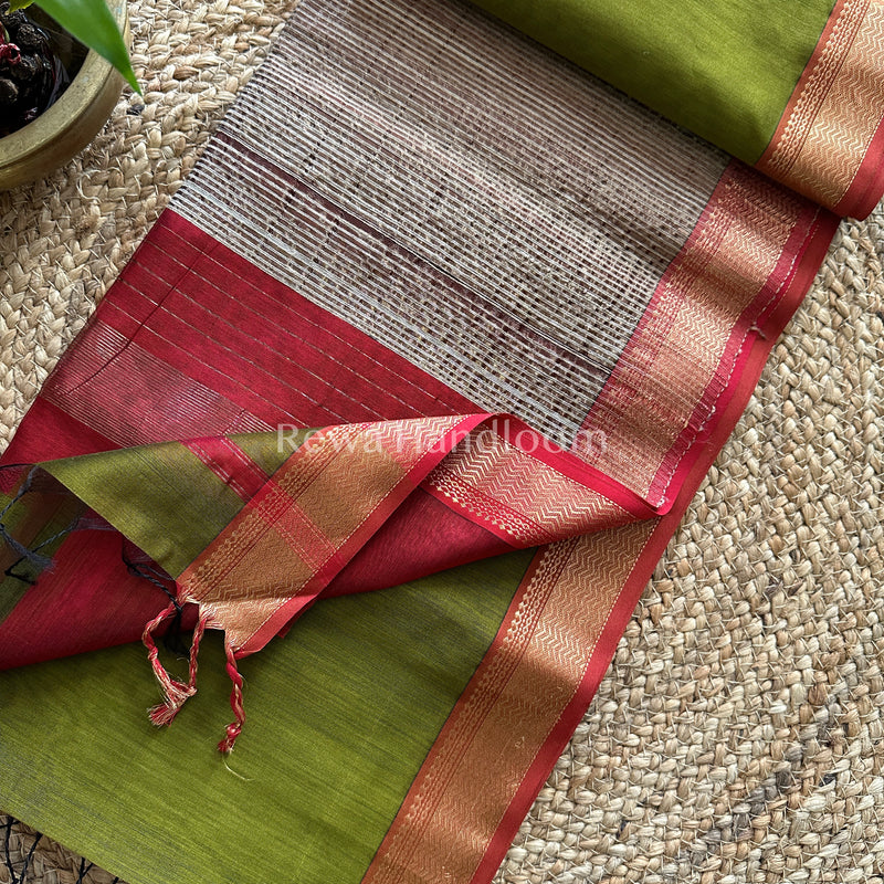 Maheshwari Green Gichha Kosa Pallu Saree