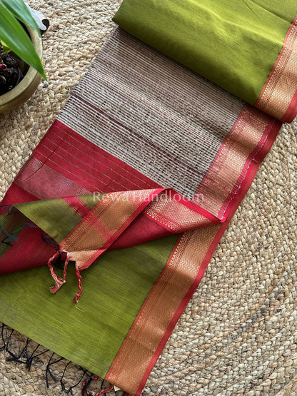 Maheshwari Green Gichha Kosa Pallu Saree