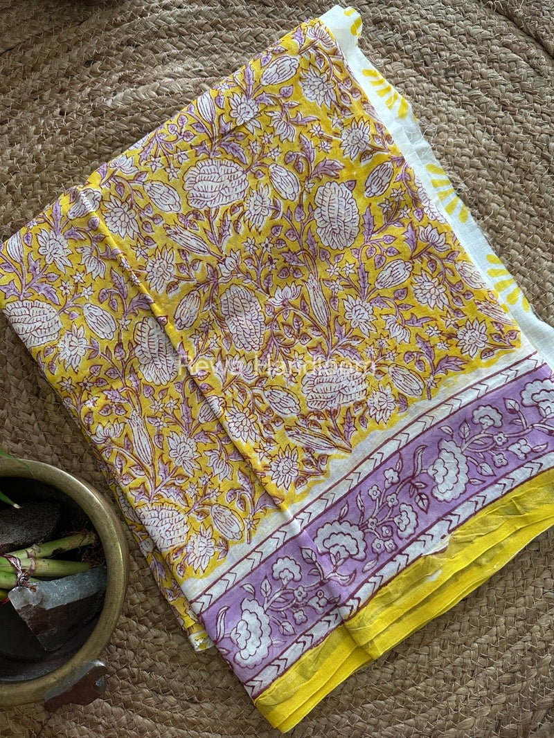 Yellow-White Chanderi Printed Suit CBS027