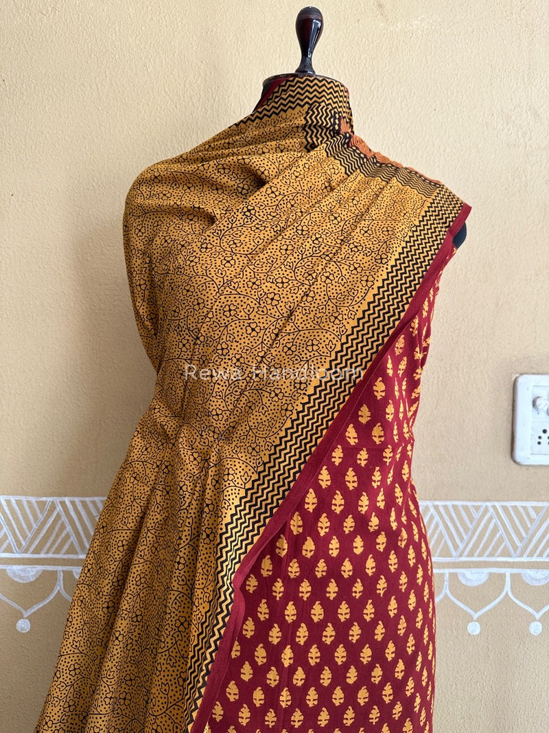 Maroon Bagh Print Cotton Suit BCSP077