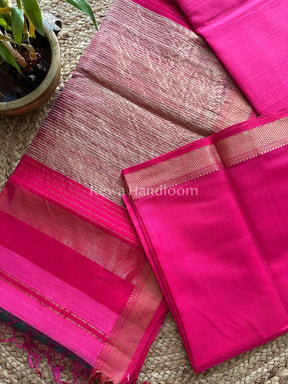 Maheshwari Pink Rewa Border Saree 