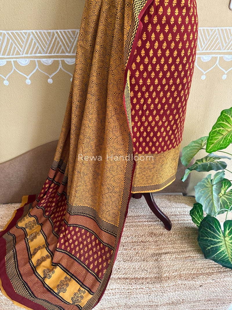 Maroon Bagh Print Cotton Suit BCSP077
