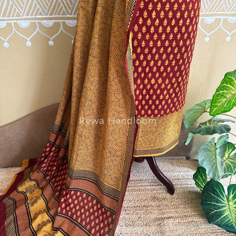 Maroon Bagh Print Cotton Suit BCSP077