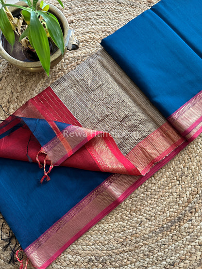 Maheshwari Rama Green Rewa Border Saree