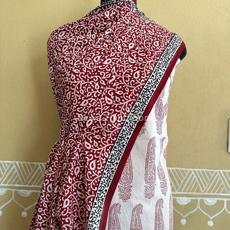 White Bagh Print Cotton Suit BCSP075