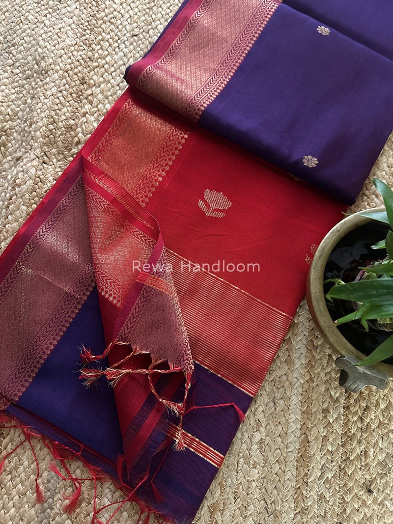 Butta Zari Border Maheshwari Saree