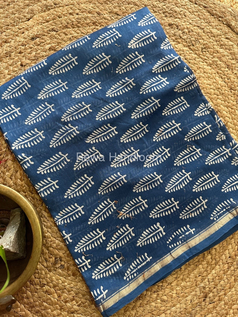 Blue-Pink Chanderi Printed Suit CBS022