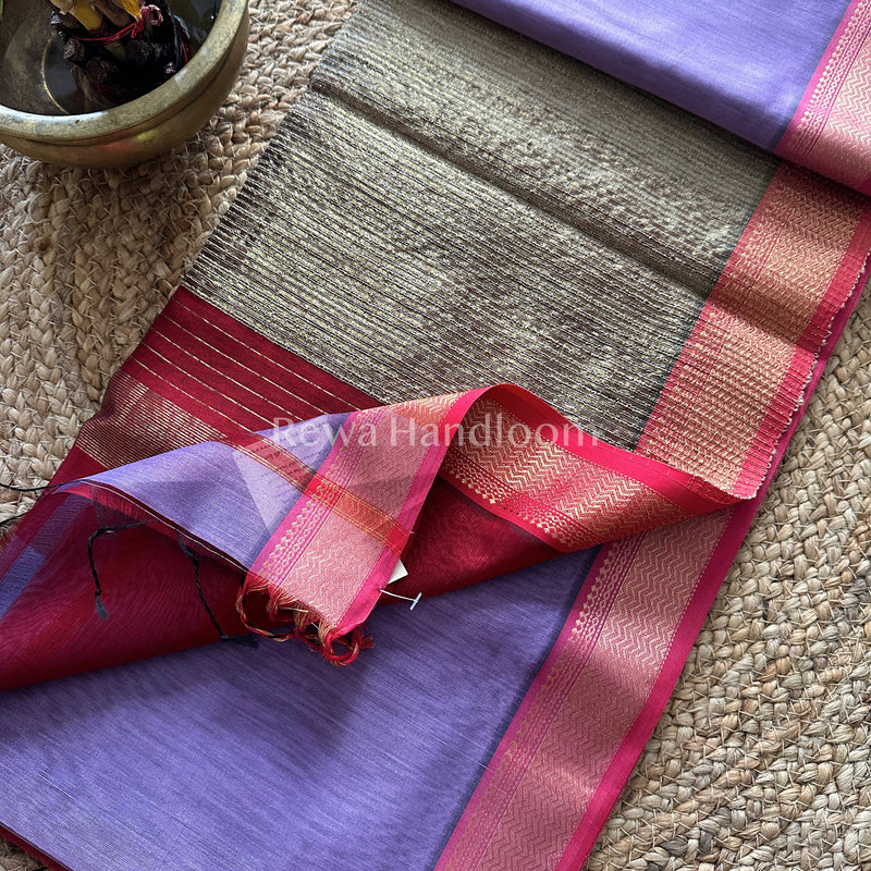 Maheshwari Blue Rewa Border Saree 