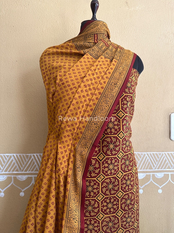 Mustard Yellow Bagh Print Cotton Suit BCSP072
