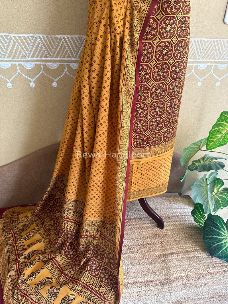 Mustard Yellow Bagh Print Cotton Suit BCSP072