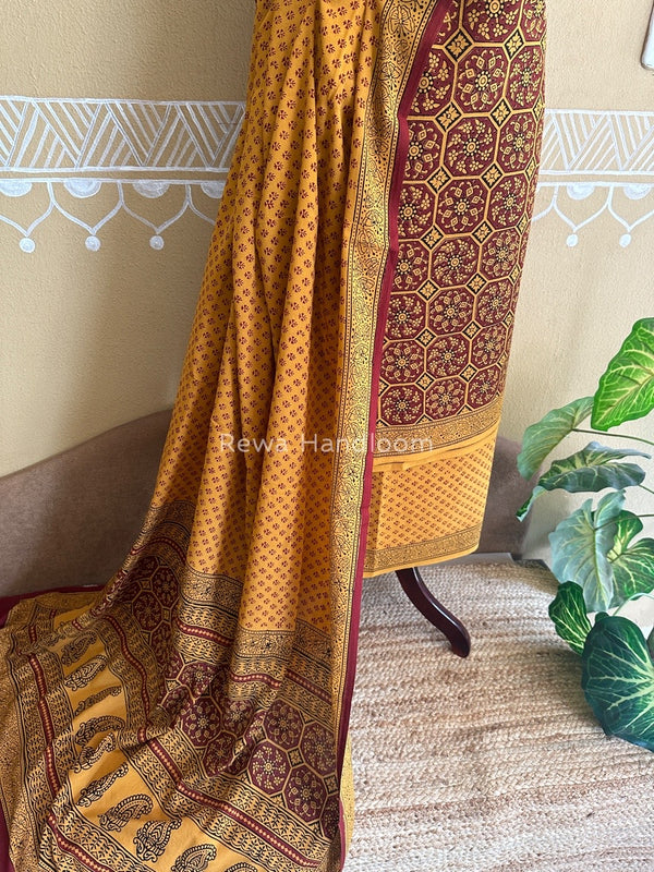 Mustard Yellow Bagh Print Cotton Suit BCSP072