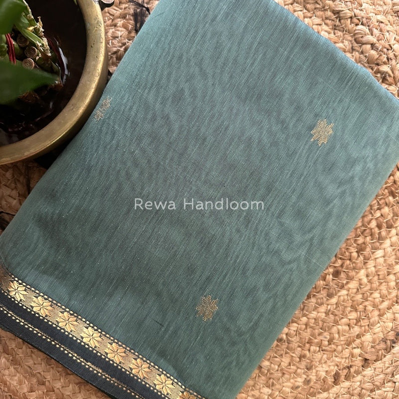 Teal Green-Bottle Green Zari Butti Maheshwari Saree SBS0020
