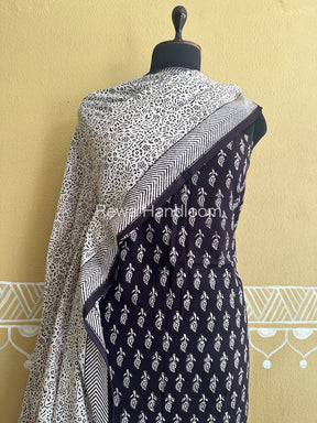 White-Black Bagh Print Cotton Suit-BCSP51