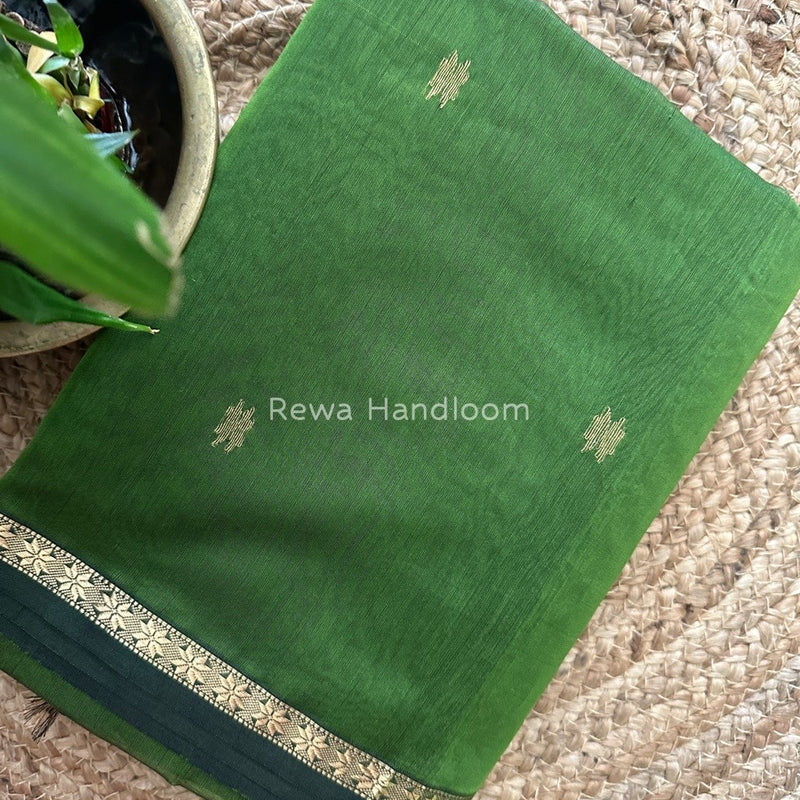 Green-Dark Blue Zari Butti Maheshwari Saree SBS0019