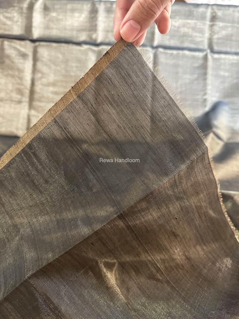 Maheshwari Black Tissue Silk Fabric 2.5 meters Cut - FBT021