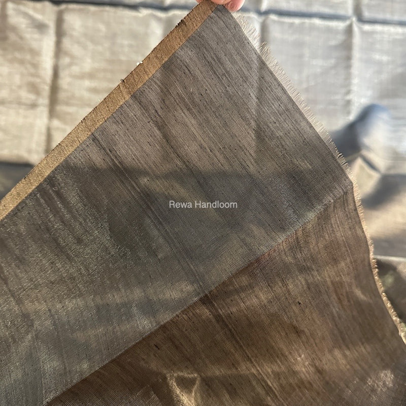 Maheshwari Black Tissue Silk Fabric 2.5 meters Cut - FBT021