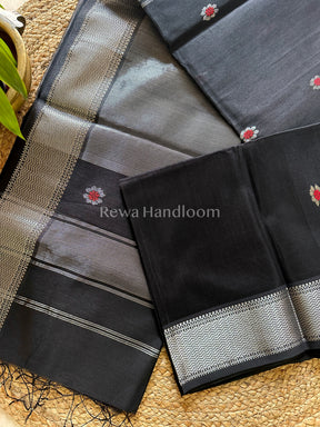 Maheshwari Black Silver Zari Sarees 