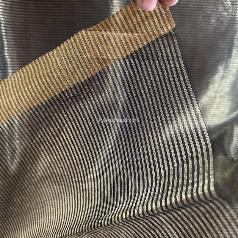 Maheshwari Black Tissue Silk Fabric 2.5 meters Cut - FBT020