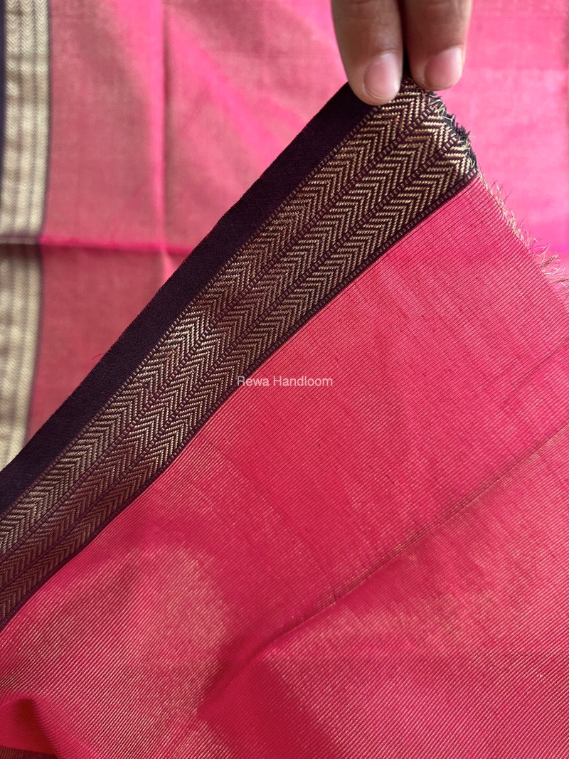 Maheshwari Pink Tissue Silk Fabric 2.5 meters Cut - FBT09