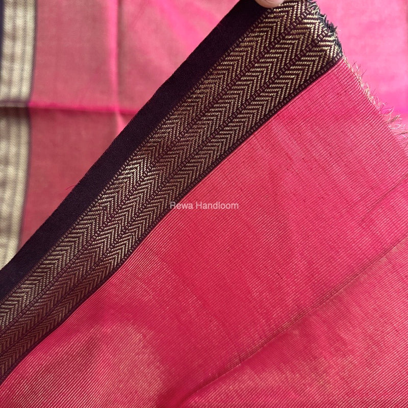 Maheshwari Pink Tissue Silk Fabric 2.5 meters Cut - FBT09
