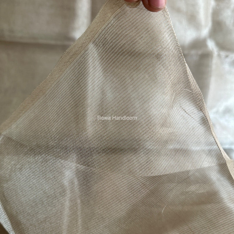 Maheshwari off white Tissue Silk Fabric 2.5 meters Cut - FBT015