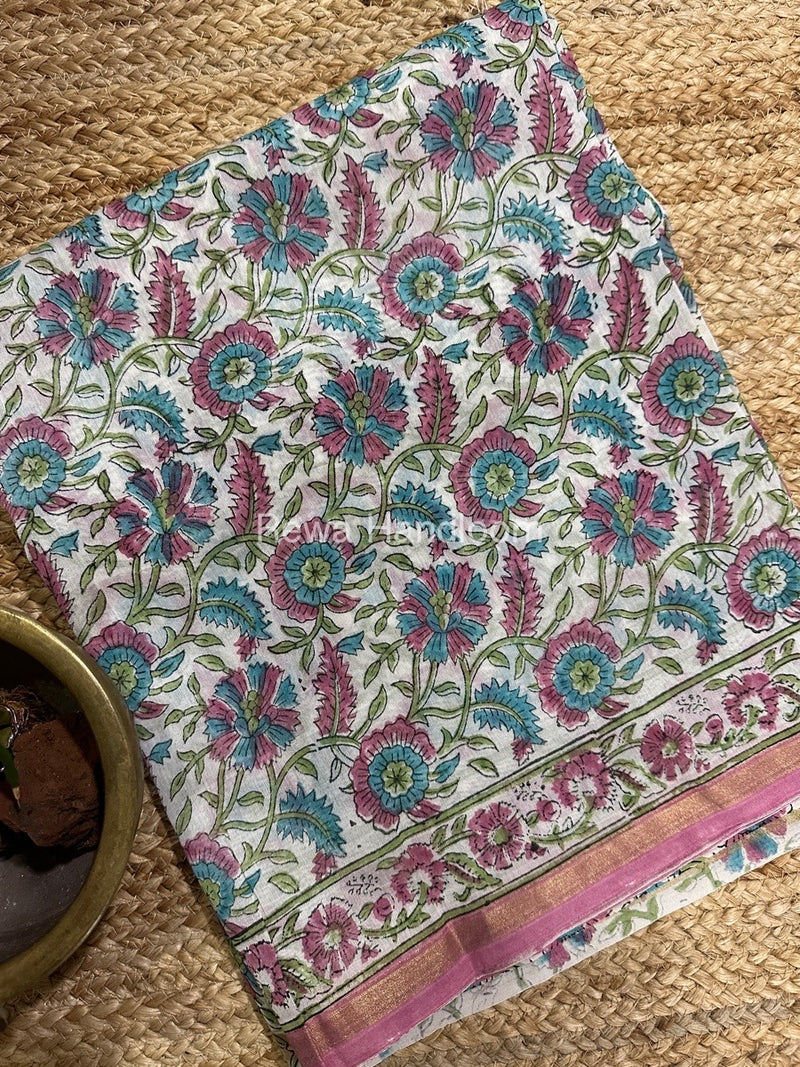 White-Onion Pink Chanderi Printed Suit CBS018