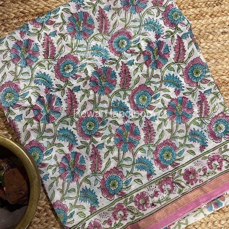 White-Onion Pink Chanderi Printed Suit CBS018