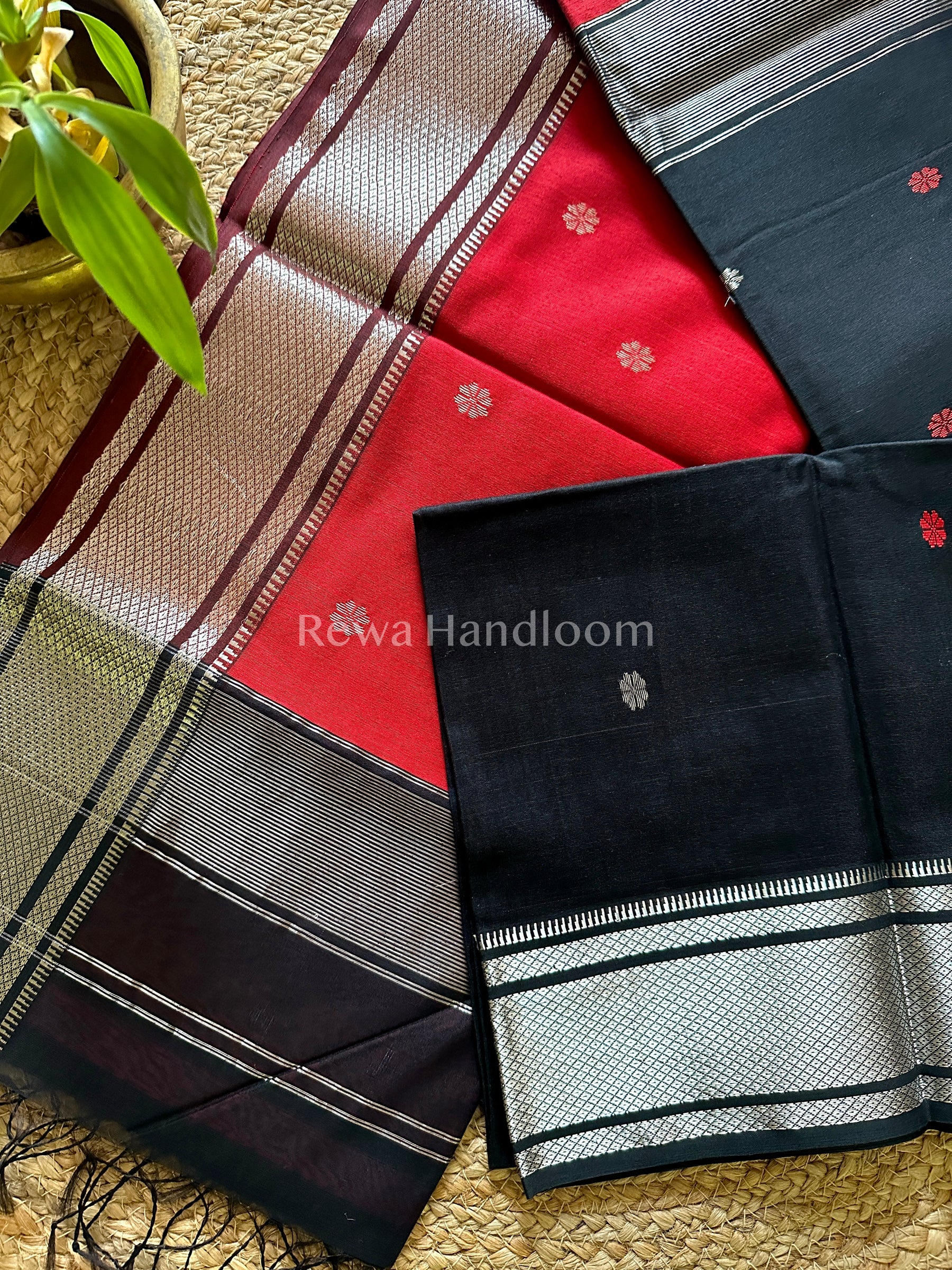 Maheshwari Black Silver Zari Sarees