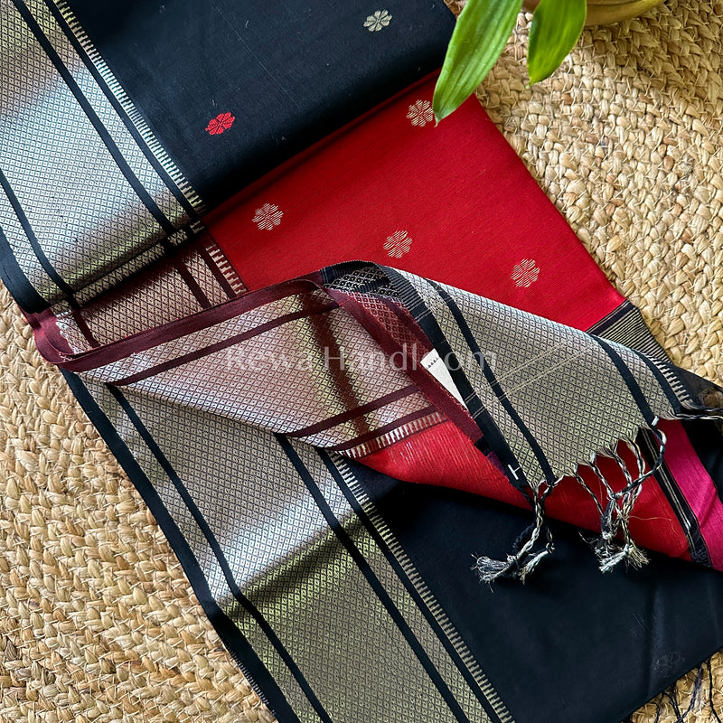 Maheshwari Black Silver Zari Sarees
