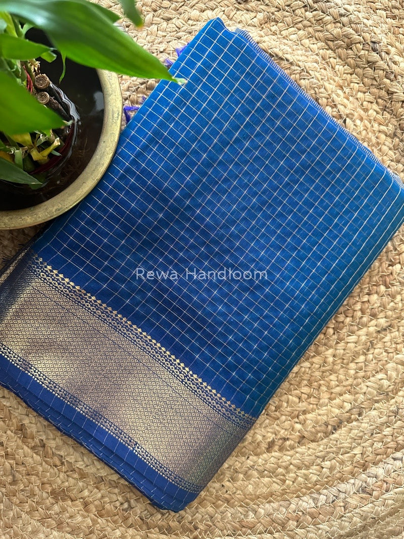 Maheshwari Peacock Zari Checks Saree ZCHX185
