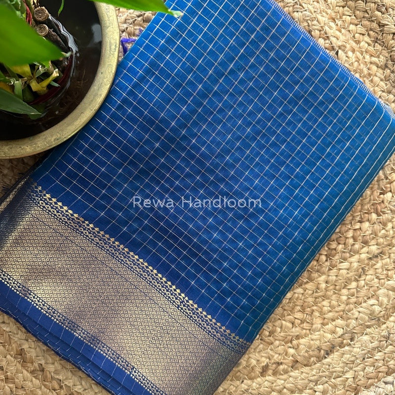 Maheshwari Peacock Zari Checks Saree ZCHX185