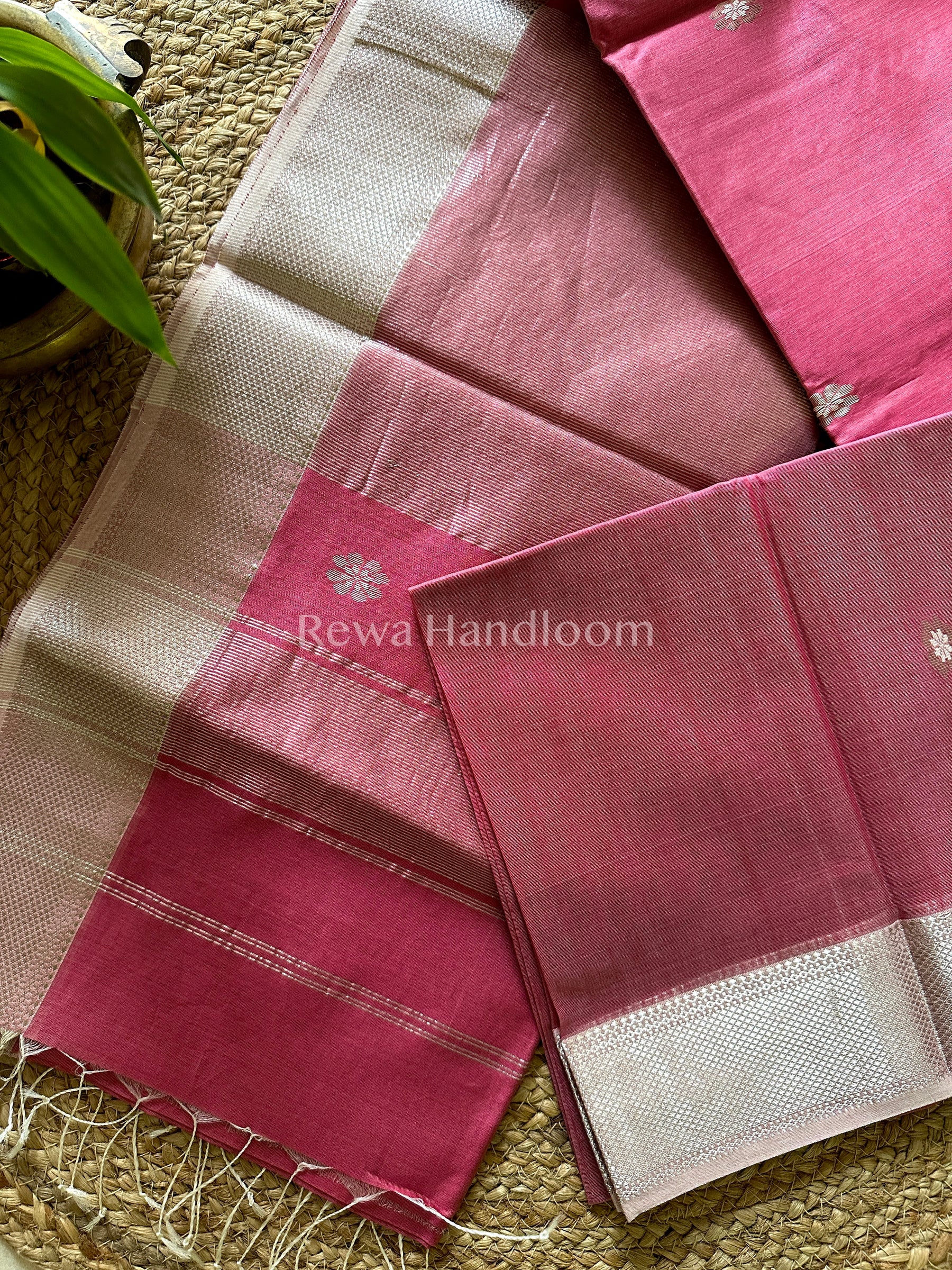 Maheshwari Blush Pink Silver Zari Sarees 