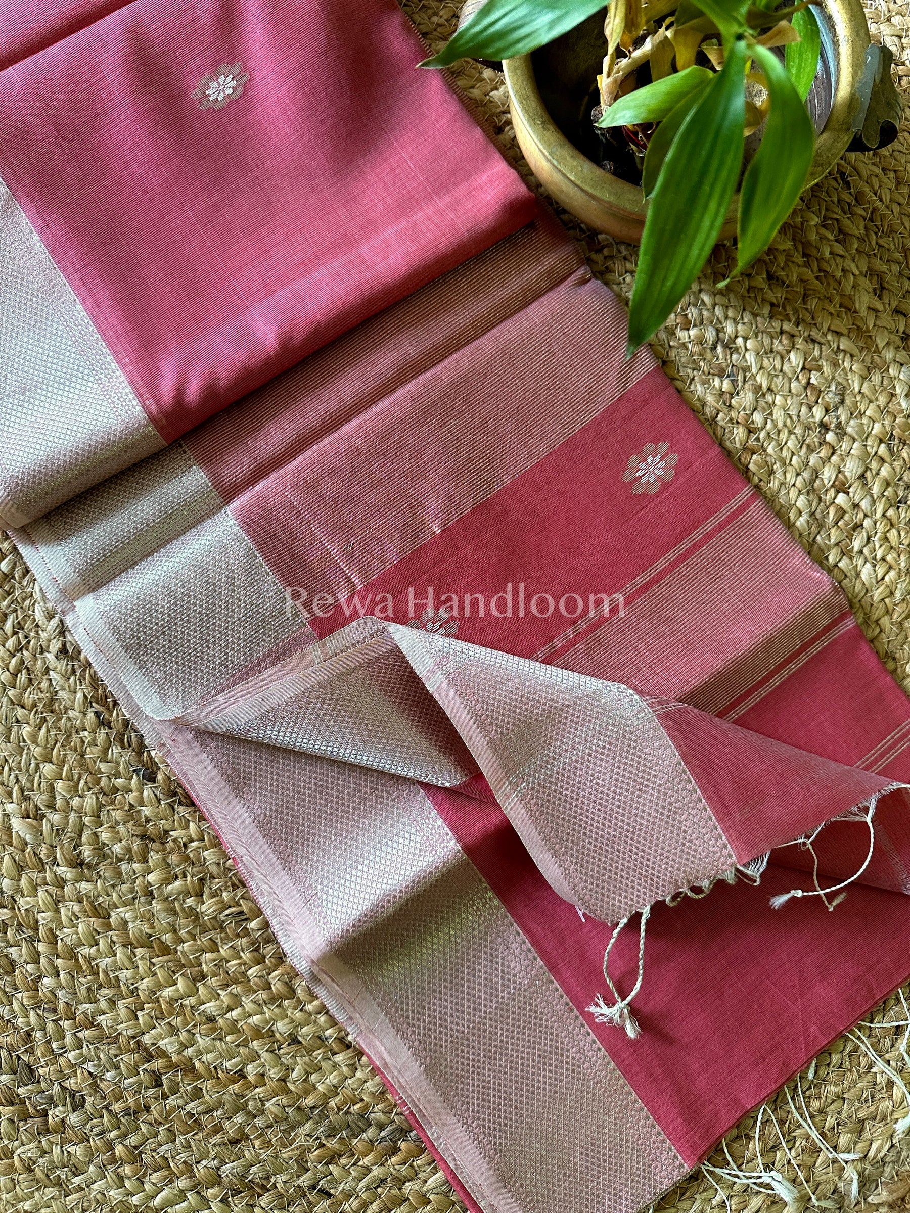 Maheshwari Blush Pink Silver Zari Sarees 