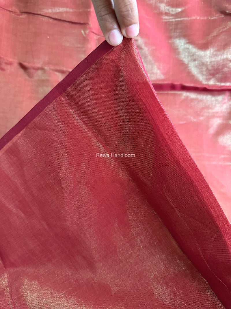 Maheshwari Maroon Tissue Silk Fabric 2.5 meters Cut - FBT06