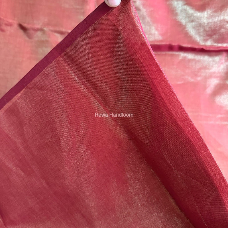 Maheshwari Maroon Tissue Silk Fabric 2.5 meters Cut - FBT06