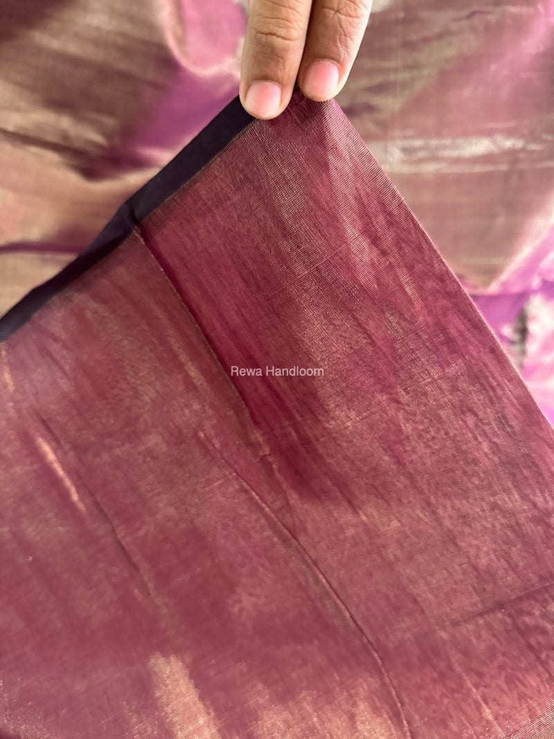 Maheshwari Dark Purple Tissue Silk Fabric 2.5 meters Cut - FBT012