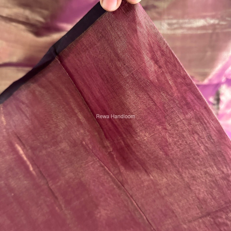 Maheshwari Dark Purple Tissue Silk Fabric 2.5 meters Cut - FBT012