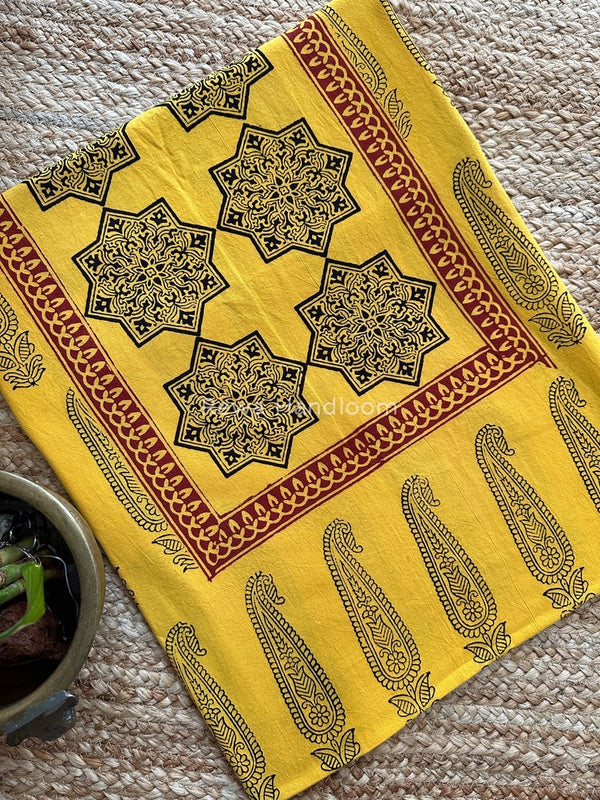 Yellow-Black Designer Bagh Cotton Suit BCSPP013
