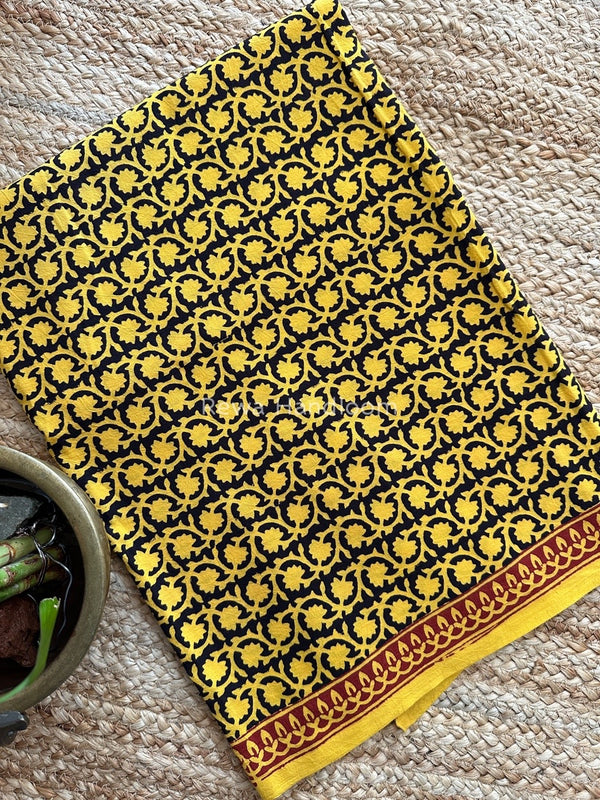 Yellow-Black Designer Bagh Cotton Suit BCSPP013
