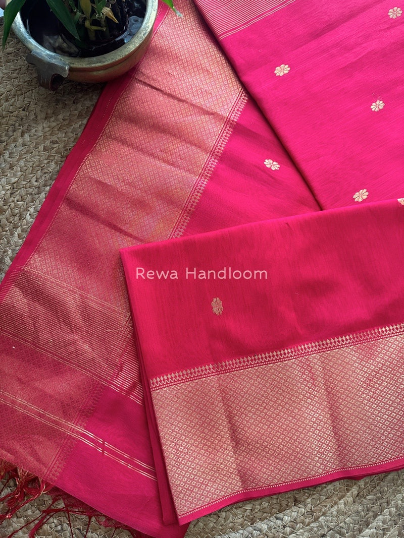 Maheshwari Rani Pink Zari Skirt Butti Saree ZSB044